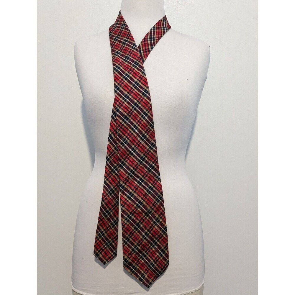 Vintage Rooster Ruffler Collection Red Plaid Silk Tie Necktie Mens 4in